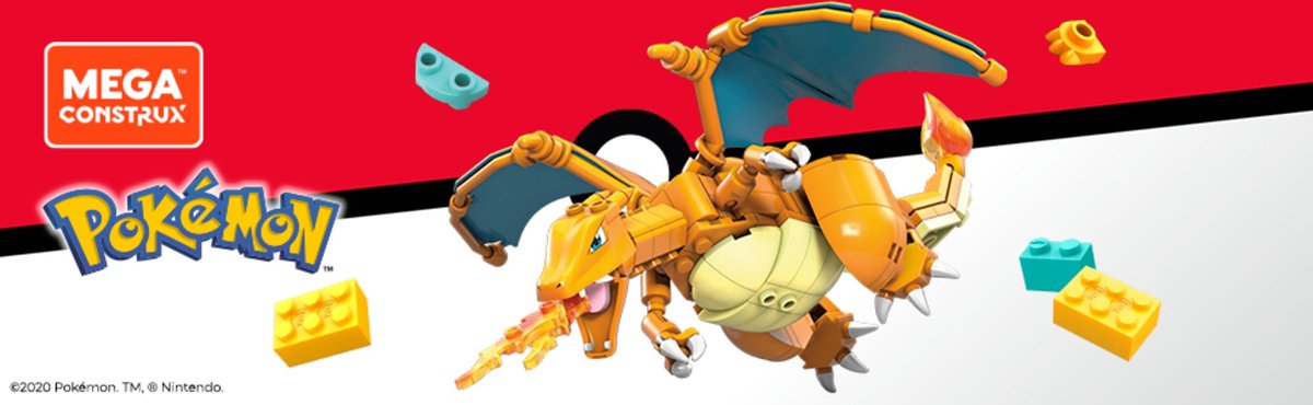 Mega Bloks Fisher Price bouwset Mega Construx Pokemon Charizard 222 delig - Oranje