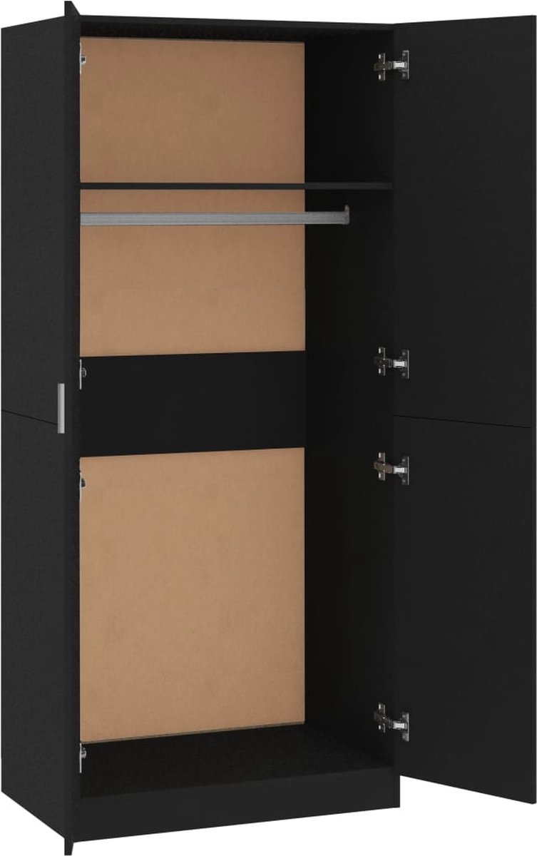 Vidaxl Kledingkast 80x52x180 Cm Spaanplaat - Zwart