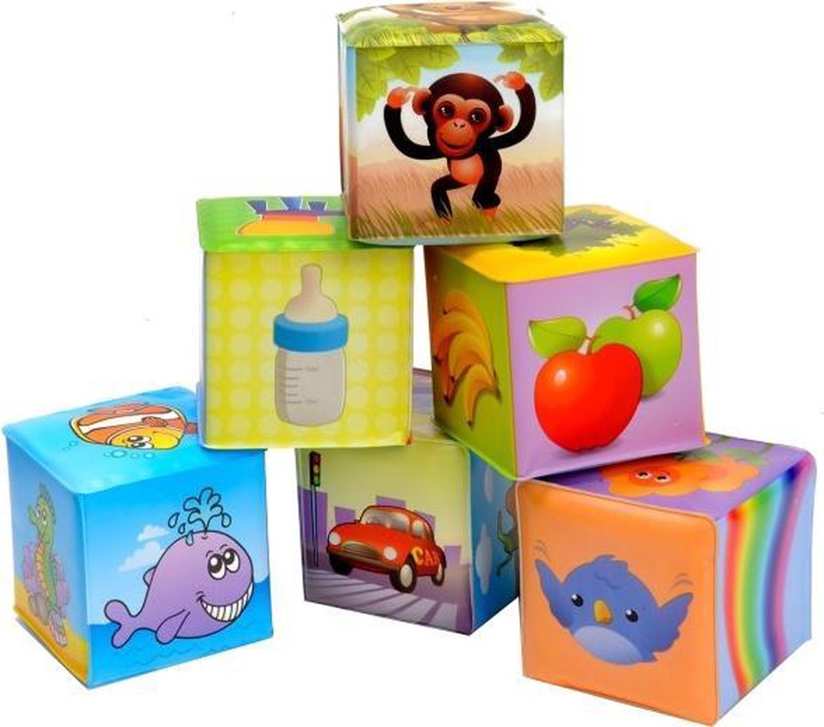 Johntoy zachte blokken Happy World 6 stuks