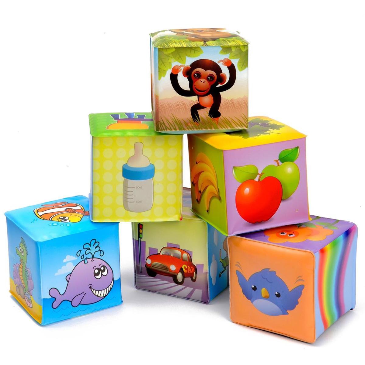 Johntoy zachte blokken Happy World 6 stuks