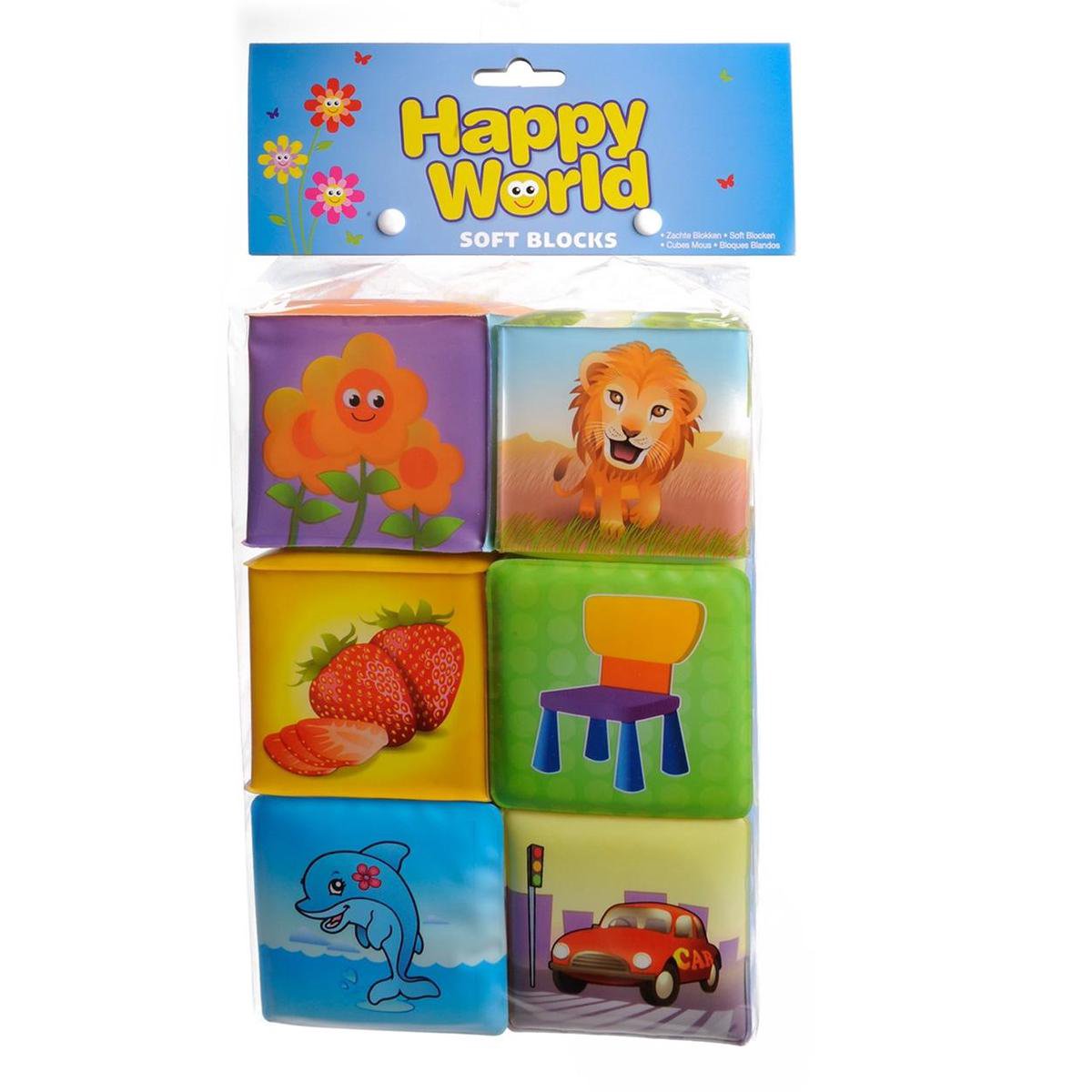 Johntoy zachte blokken Happy World 6 stuks