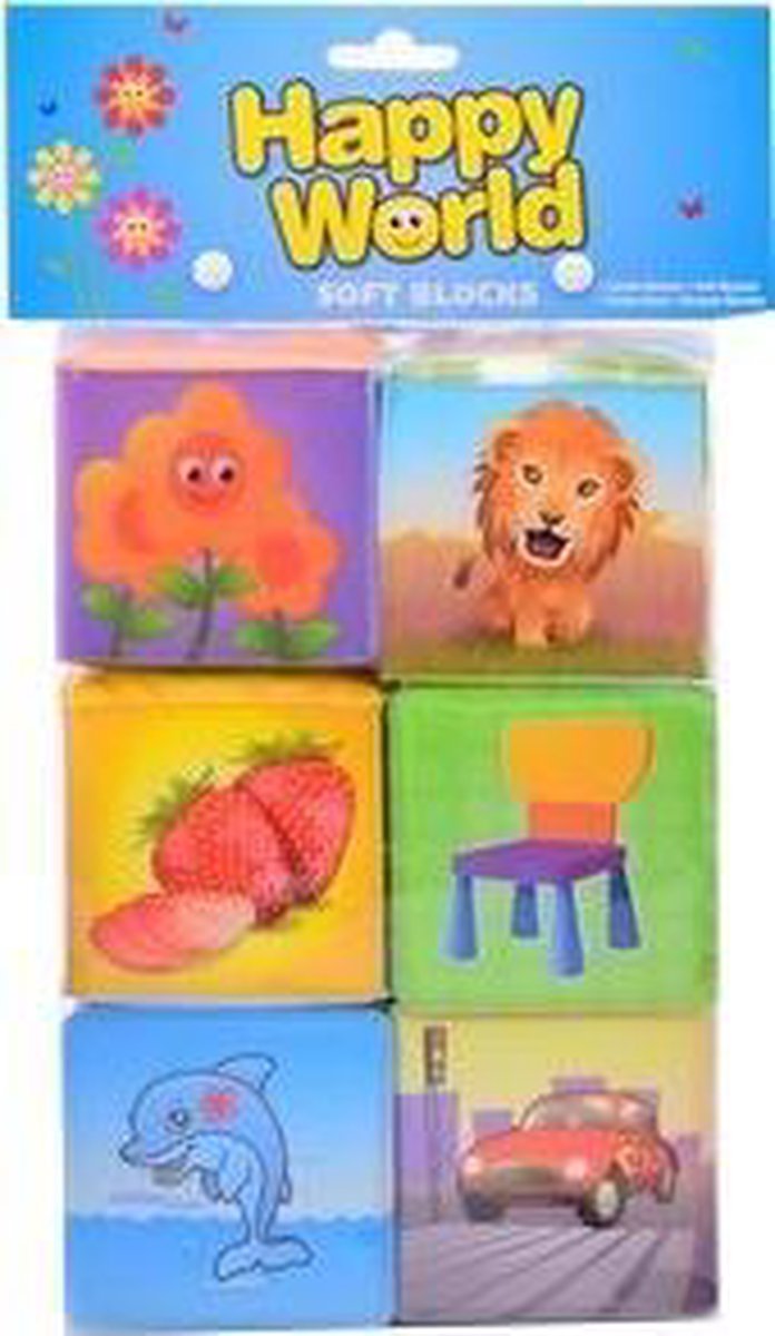 Johntoy zachte blokken Happy World 6 stuks