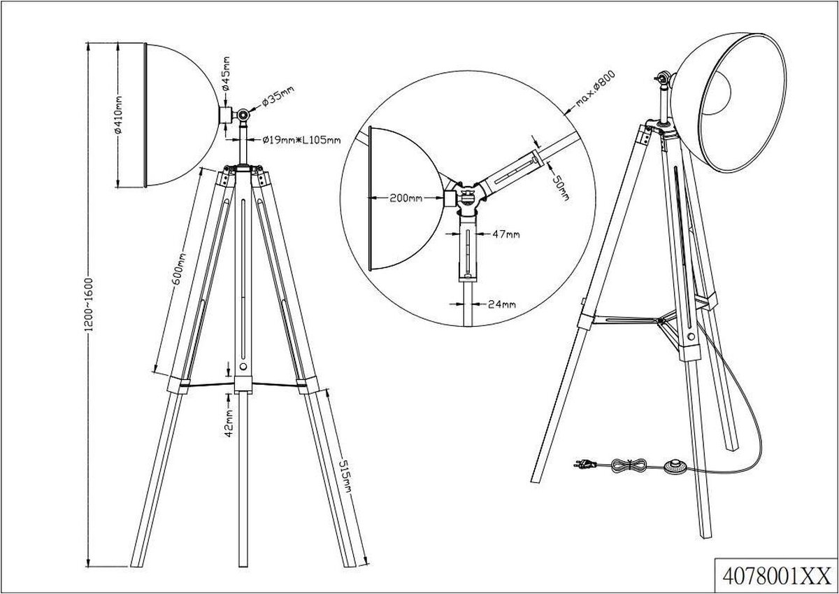 TRIO Liège Vloerlamp - Zwart