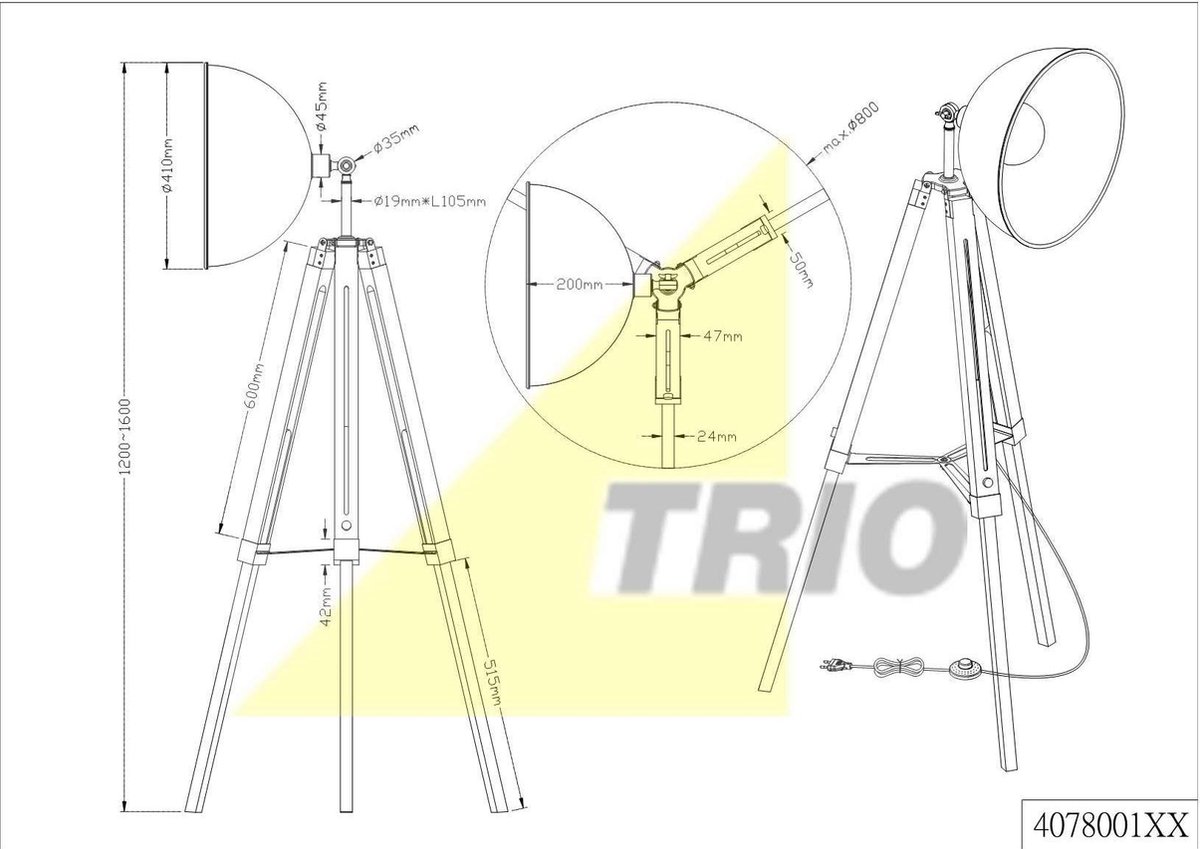 TRIO Liège Vloerlamp - Zwart
