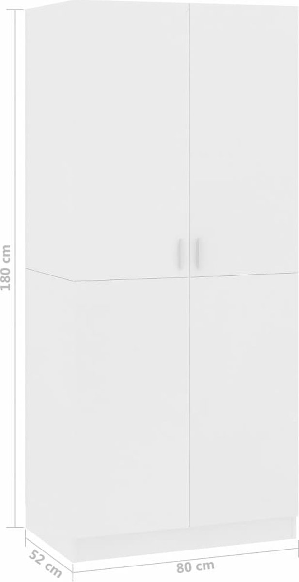 Vidaxl Kledingkast 80x52x180 Cm Spaanplaat - Wit