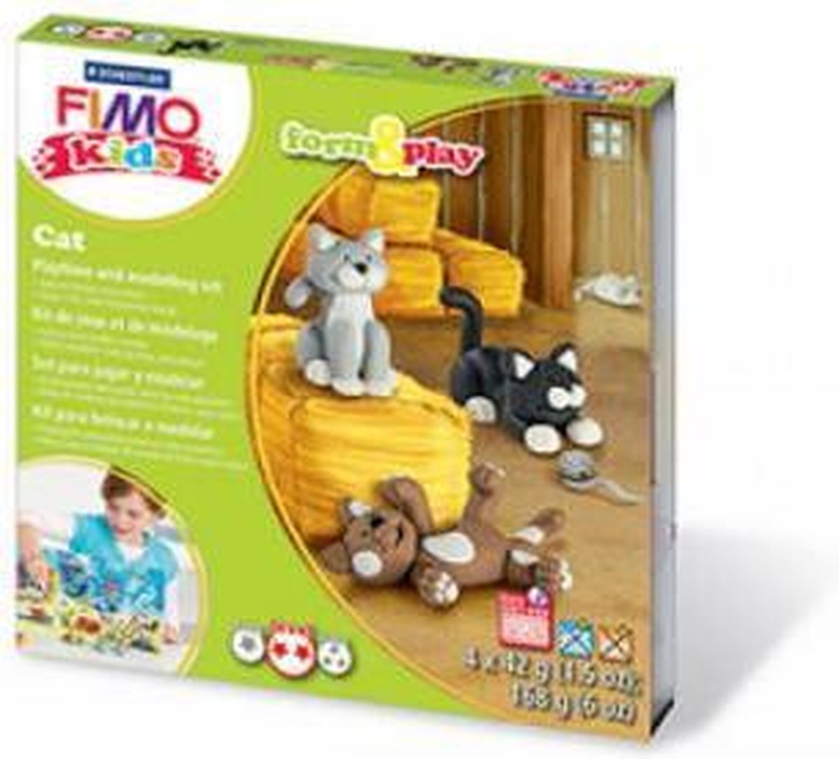 fimo speelklei kat junior//wit 6 delig - Zwart
