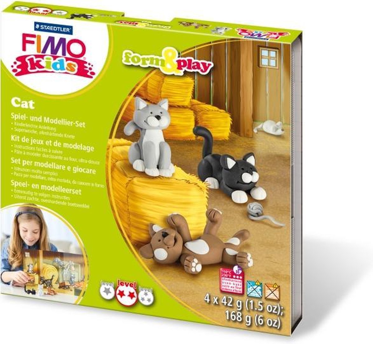 fimo speelklei kat junior//wit 6 delig - Zwart