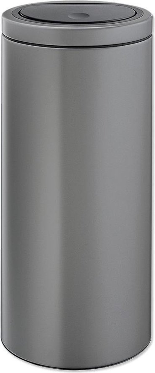 Brabantia Touch Bin Flat Top Afvalemmer 30 Liter Met Kunststof Binnenemmer - Platinum - Grijs