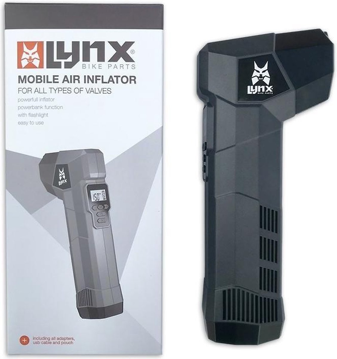 Lynx bandenpomp E Blow elektrisch 3900mAh 19,3 cm - Zwart