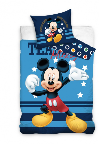 dekbedovertrek Team Mickey 140 x 200 cm katoen - Blauw