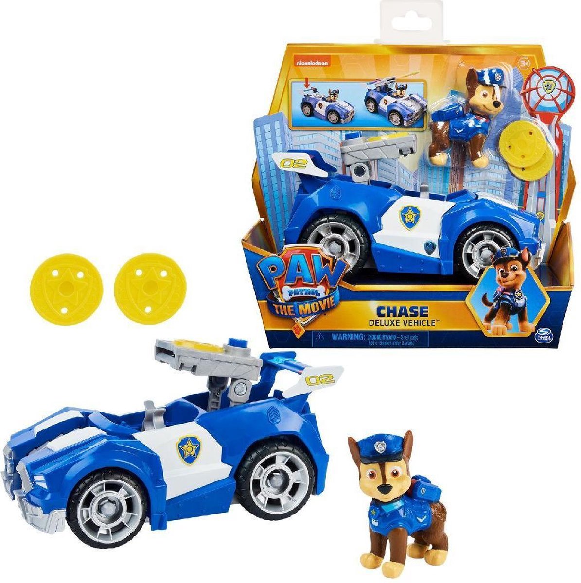 Nickelodeon speelgoedauto Chase Paw Patrol junior 4 delig - Blauw