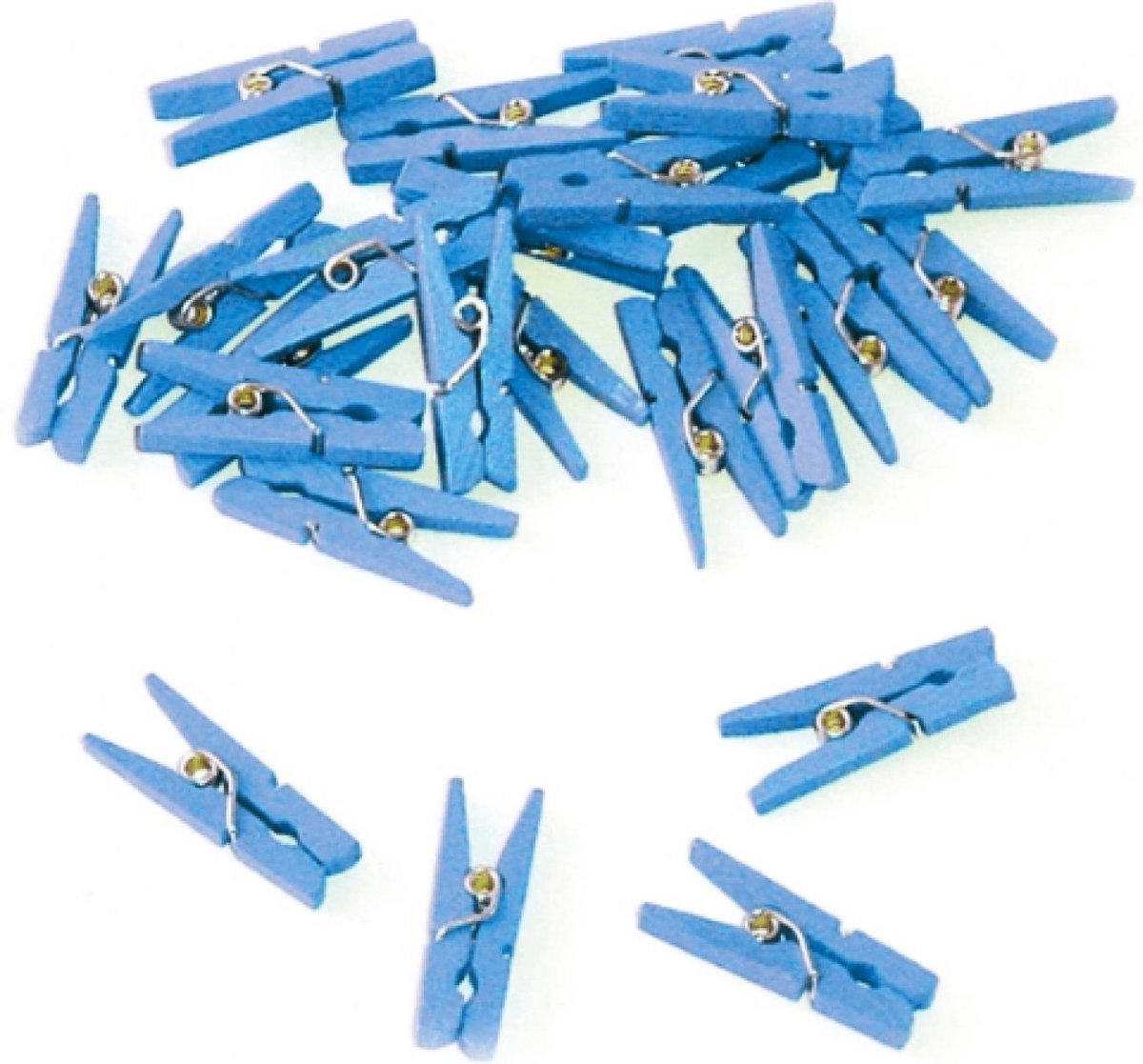 Feestbazaar Folat miniwasknijpers 2,5 cm hout 24 stuks - Blauw