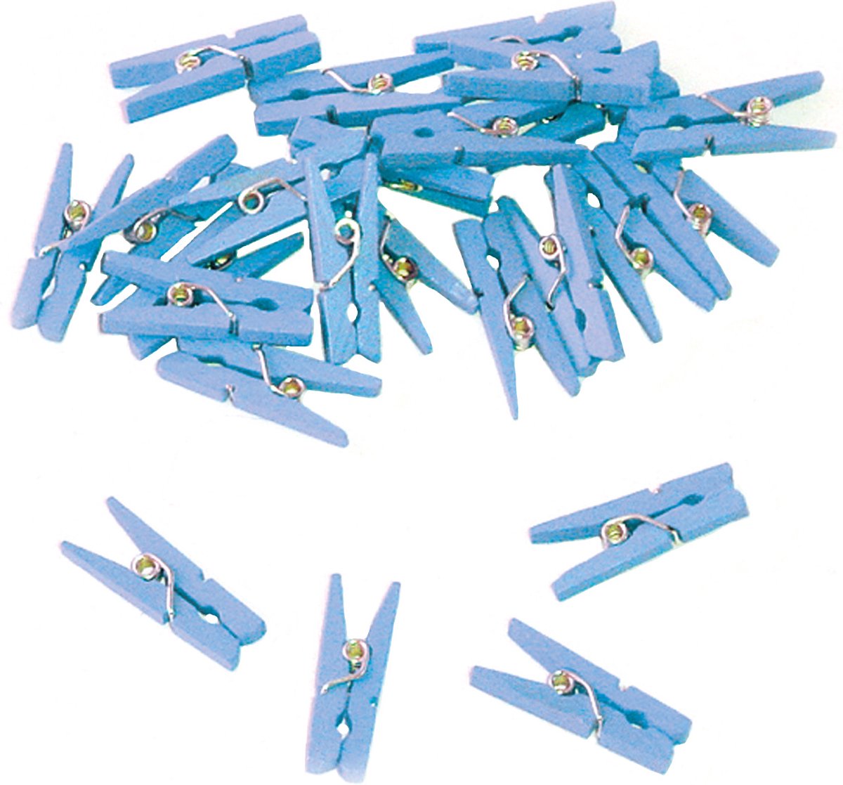 Feestbazaar Folat miniwasknijpers 2,5 cm hout 24 stuks - Blauw