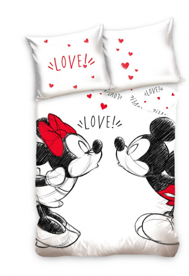 dekbedovertrek Mickey & Minnie 140 x 200 cm - Wit