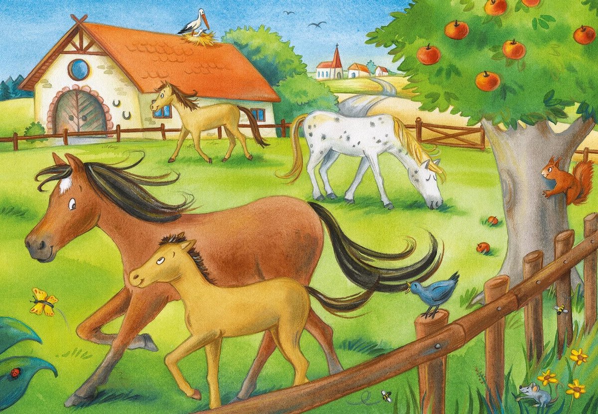 Ravensburger Puzzel Vakantie Op De Manege 2x12 Stukjes