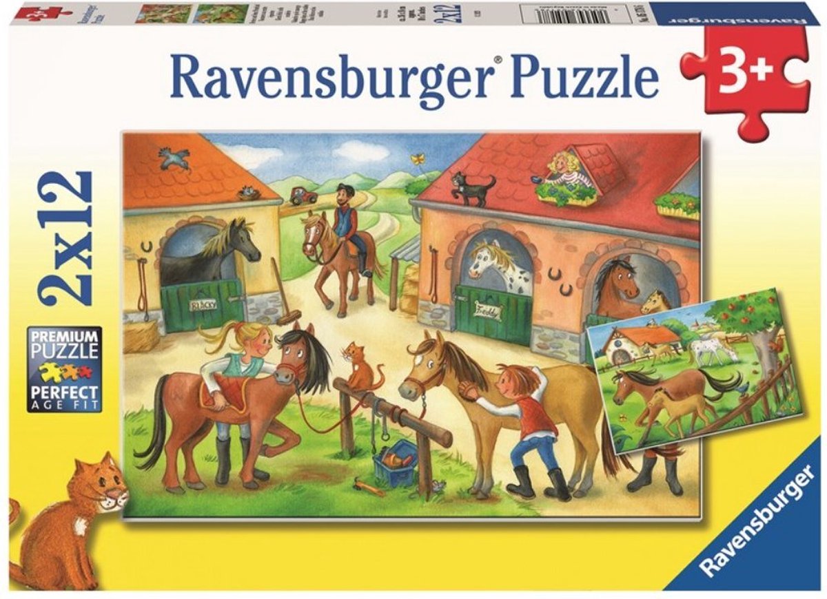 Ravensburger Puzzel Vakantie Op De Manege 2x12 Stukjes