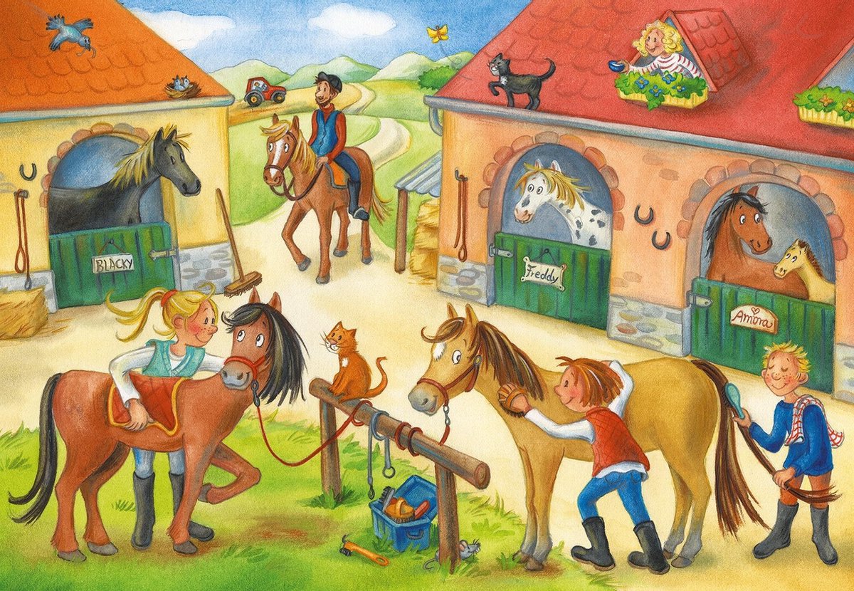 Ravensburger Puzzel Vakantie Op De Manege 2x12 Stukjes