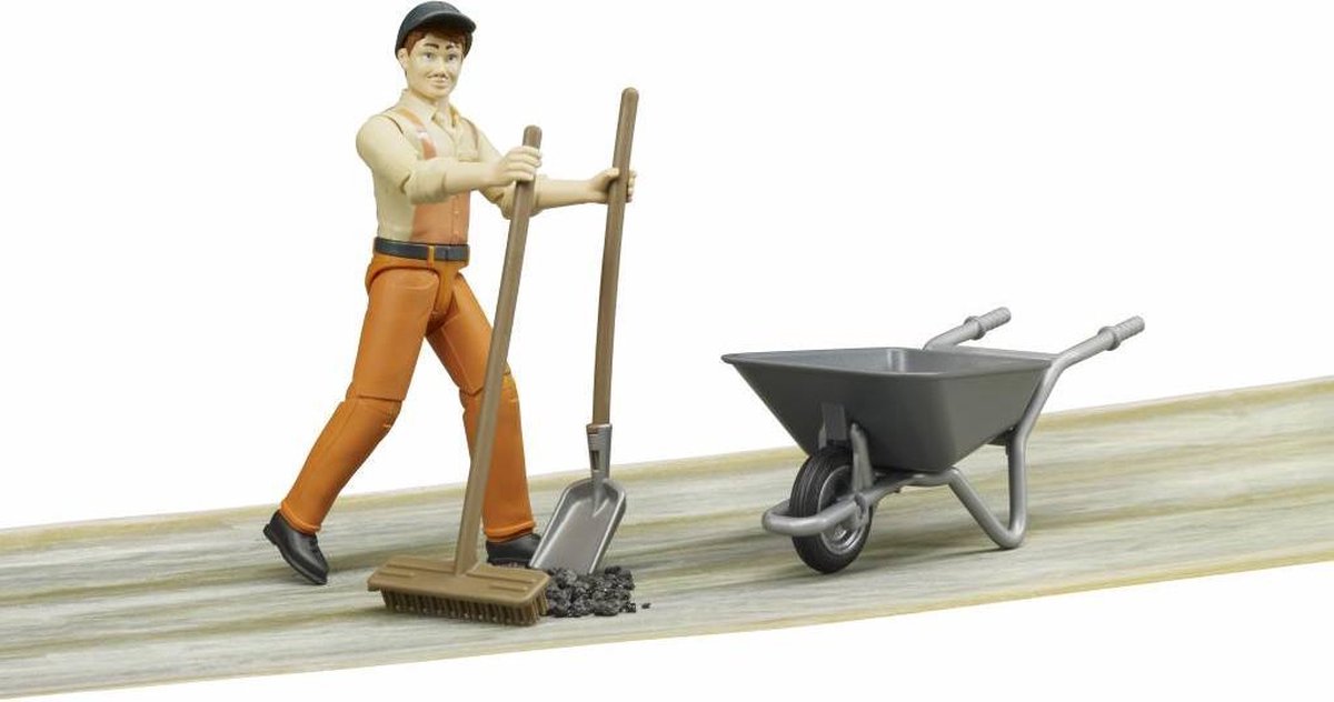 Bruder gemeentewerker met accessoires bruin 4 delig