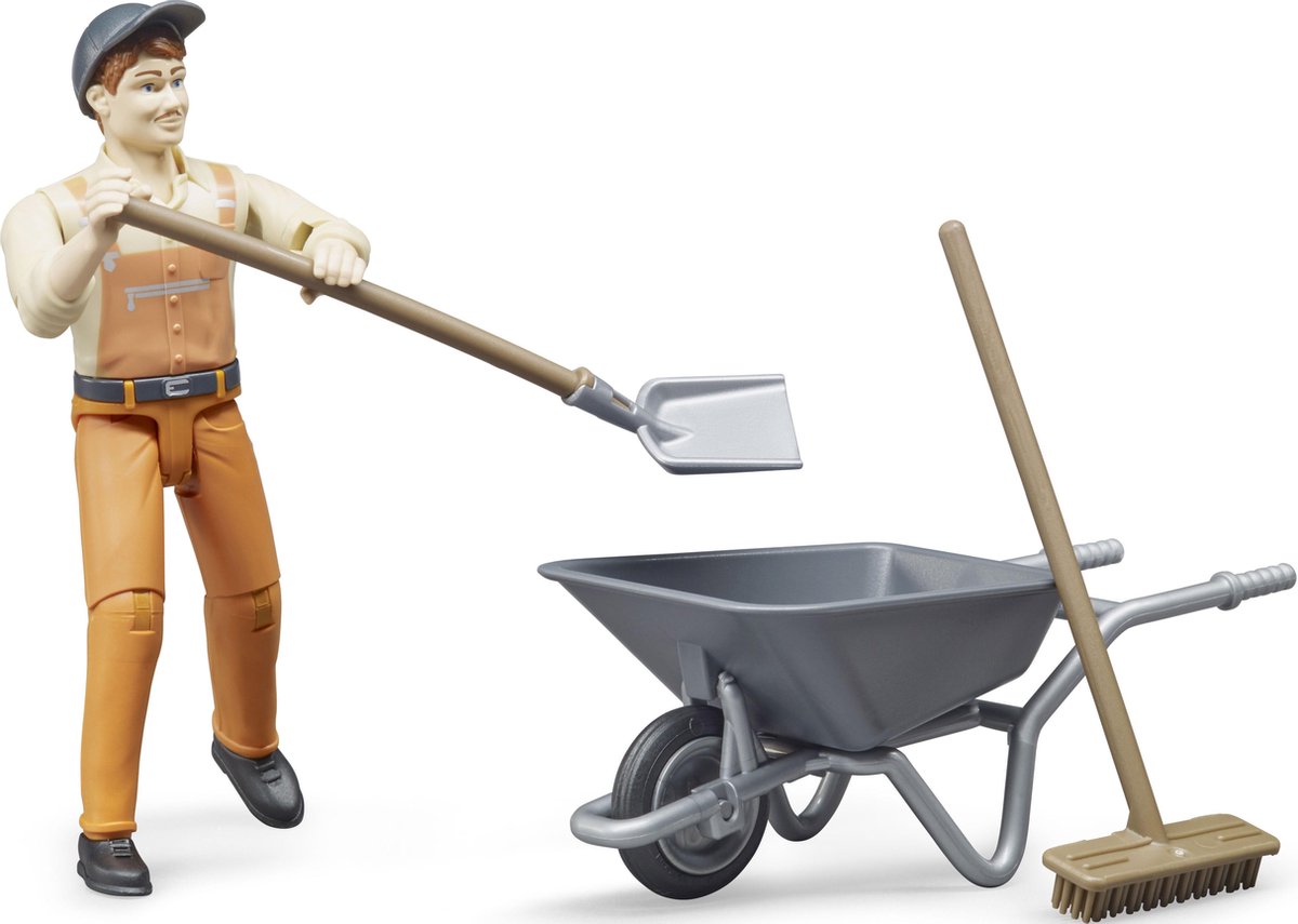 Bruder gemeentewerker met accessoires bruin 4 delig