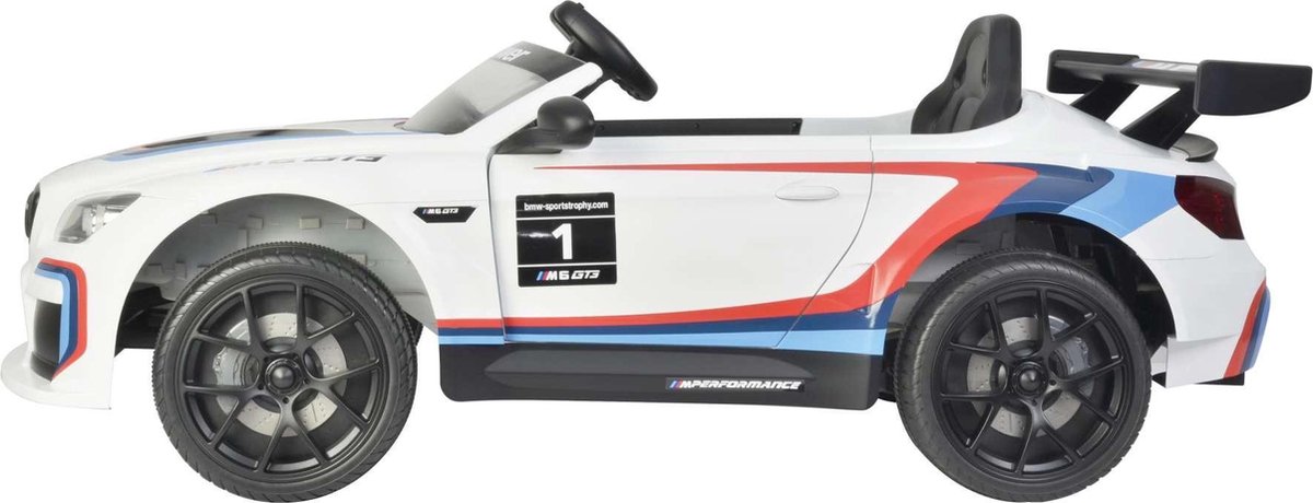 BMW M6 GT3 accuvoertuig met afstandsbediening 12V - Wit