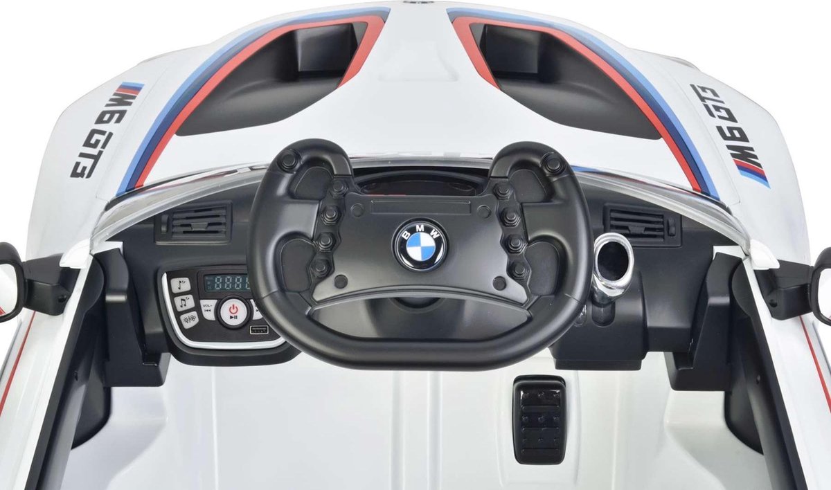BMW M6 GT3 accuvoertuig met afstandsbediening 12V - Wit