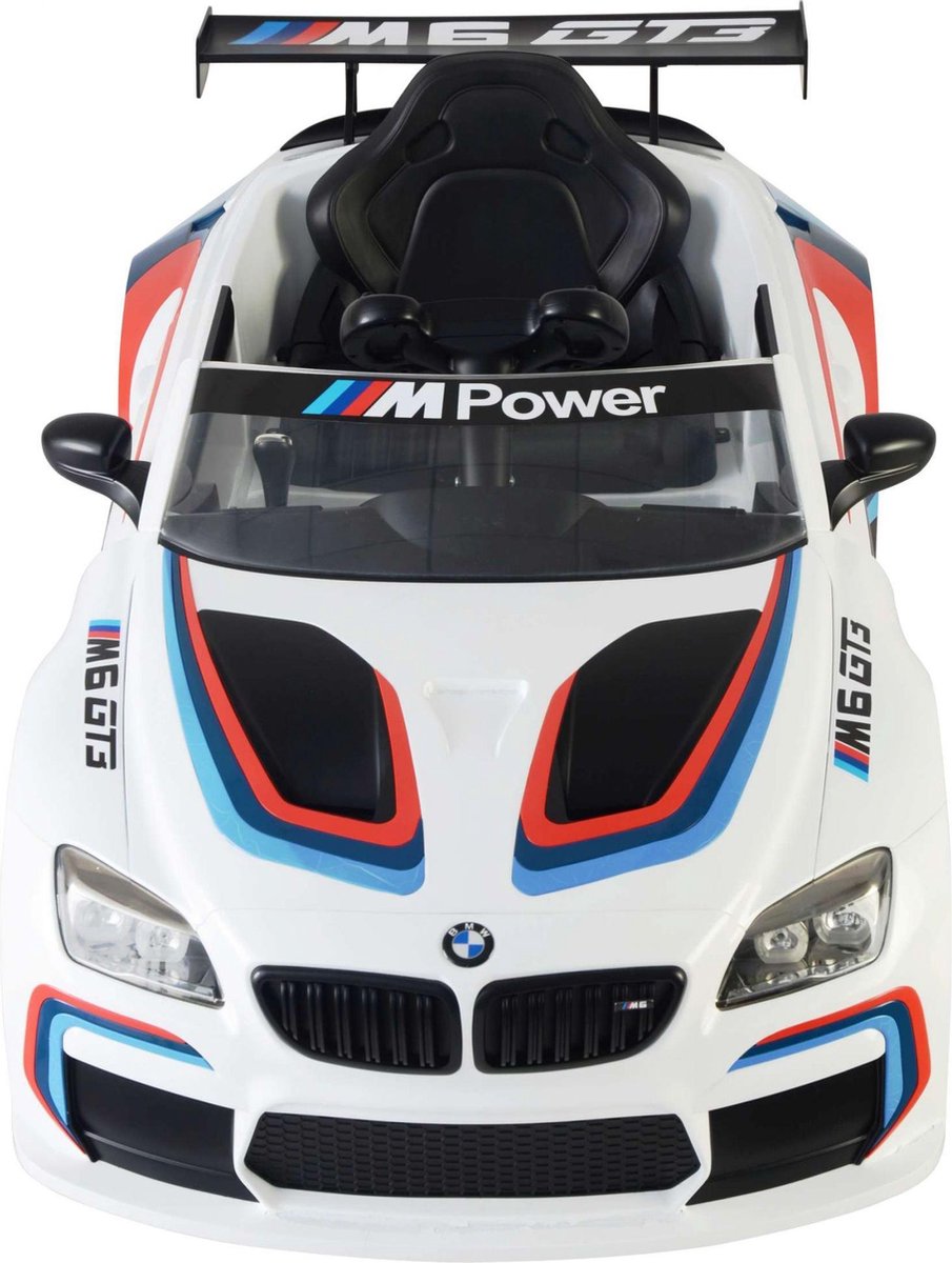 BMW M6 GT3 accuvoertuig met afstandsbediening 12V - Wit