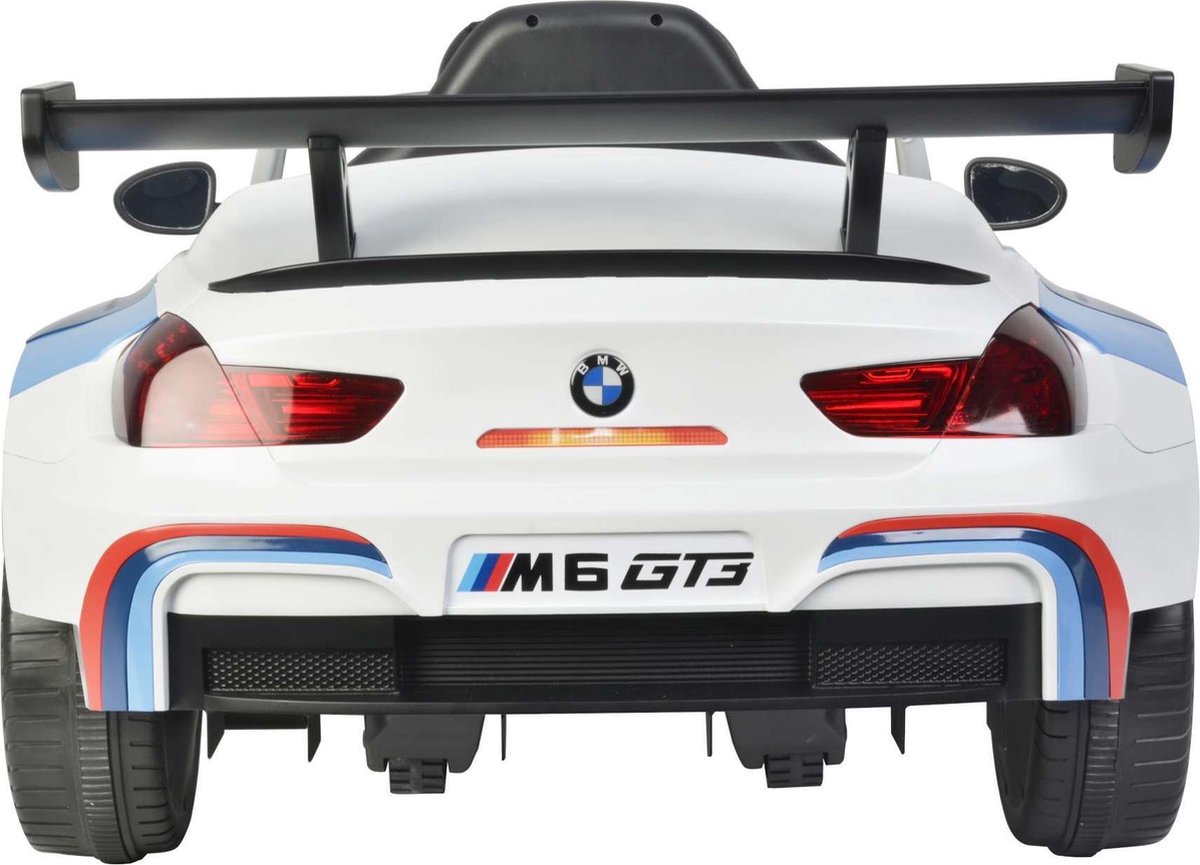 BMW M6 GT3 accuvoertuig met afstandsbediening 12V - Wit