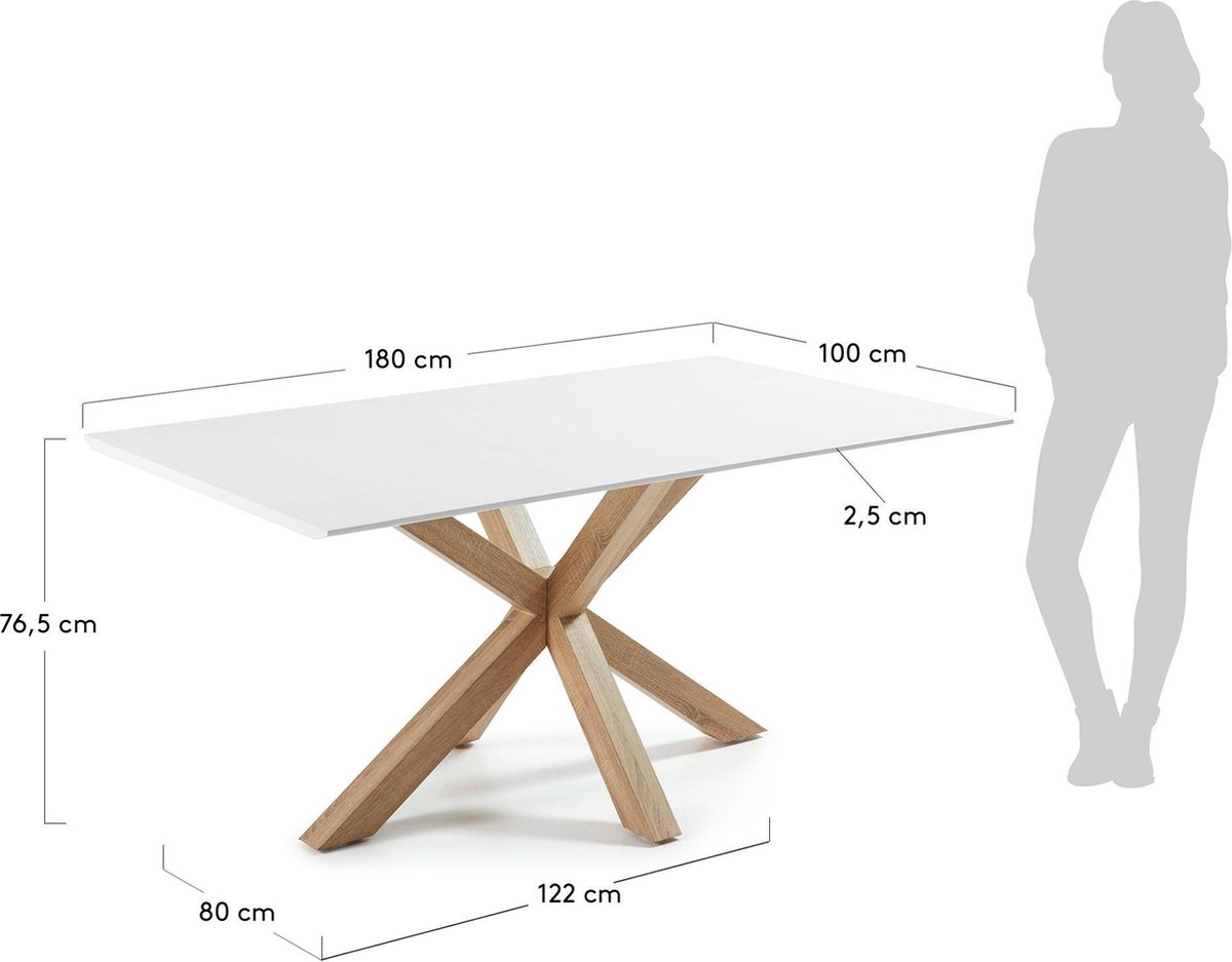 Kave Home Argo Eettafel 180 x 100 cm - Wit