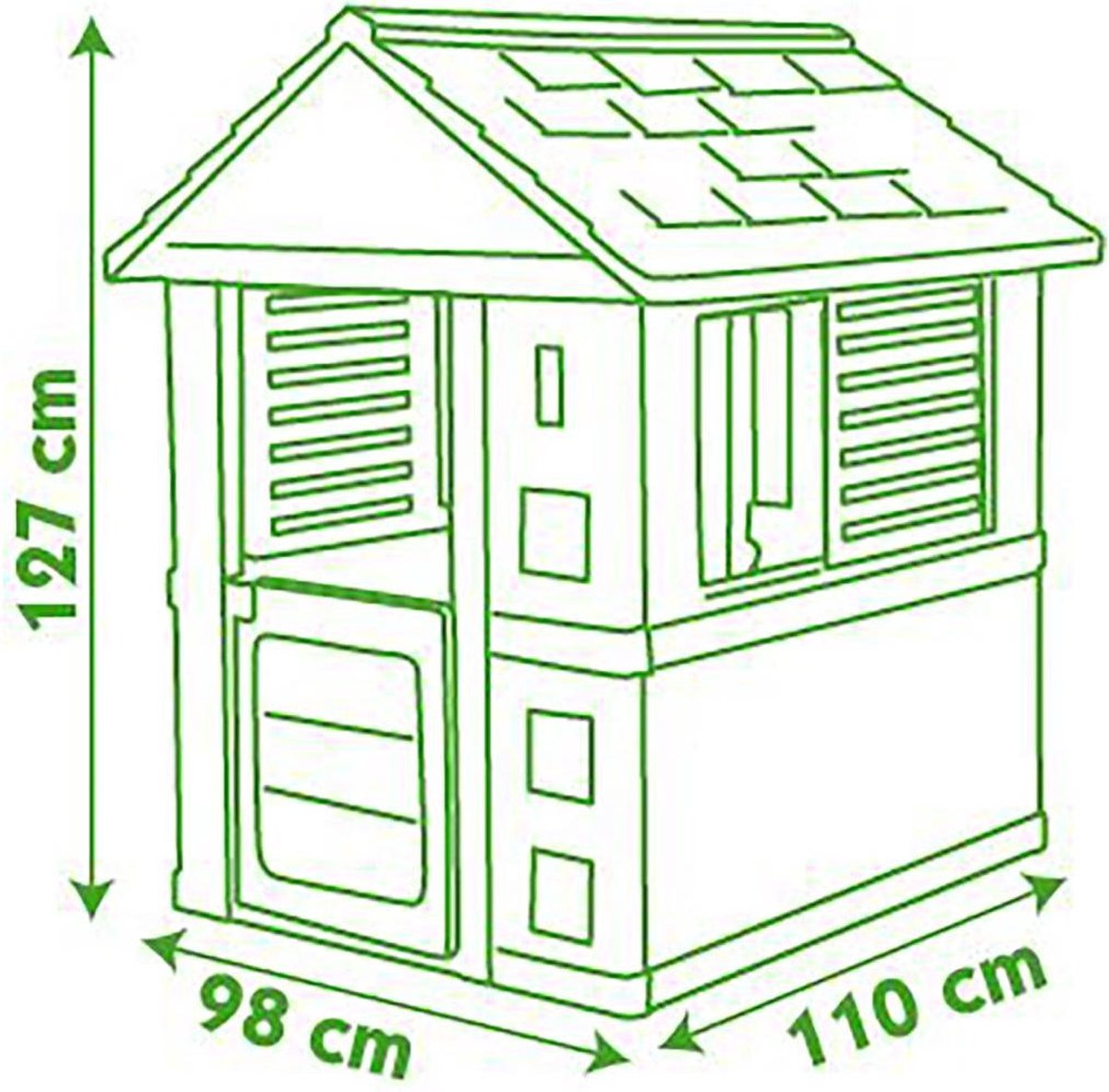Smoby speelhuis Lovely junior 110 x 98 x 127 cm wit/grijs/rood - Groen