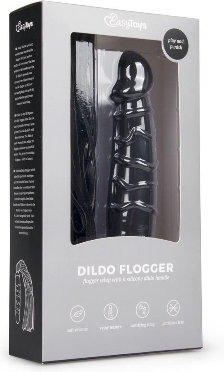 Zweep met dildo - - Zwart