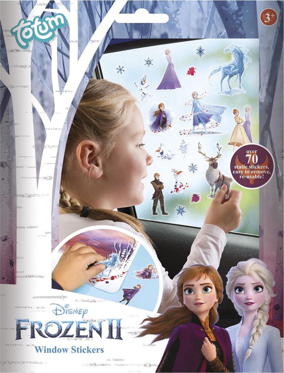 Totum raamstickers Frozen 2 4 stickervellen 70 stickers - Blauw