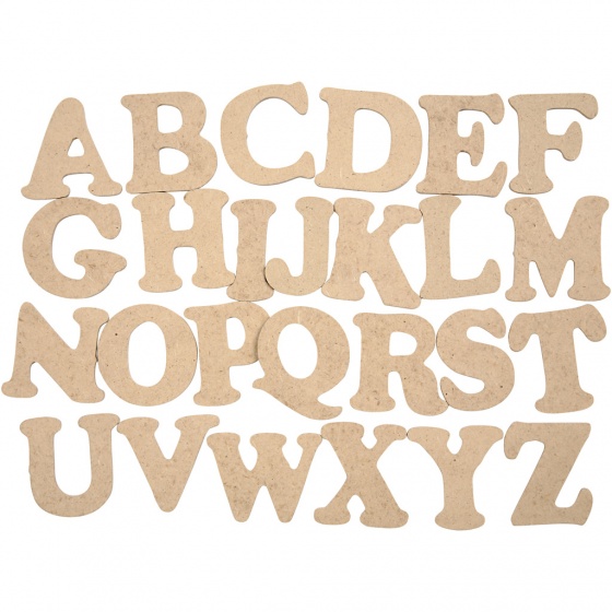 Creotime houten letters alfabet 4 cm 26 stuks - Bruin