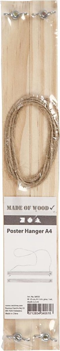 Creotime poster hangers hout unisex 25 x 2 cm