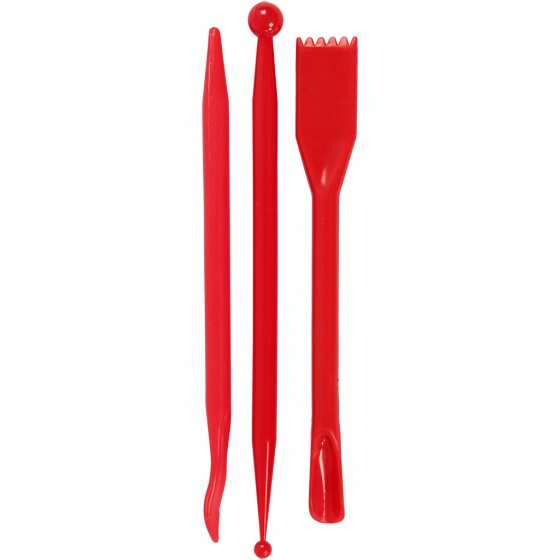 Silk Clay boetseergereedschap 14 cm 3 delig - Rood