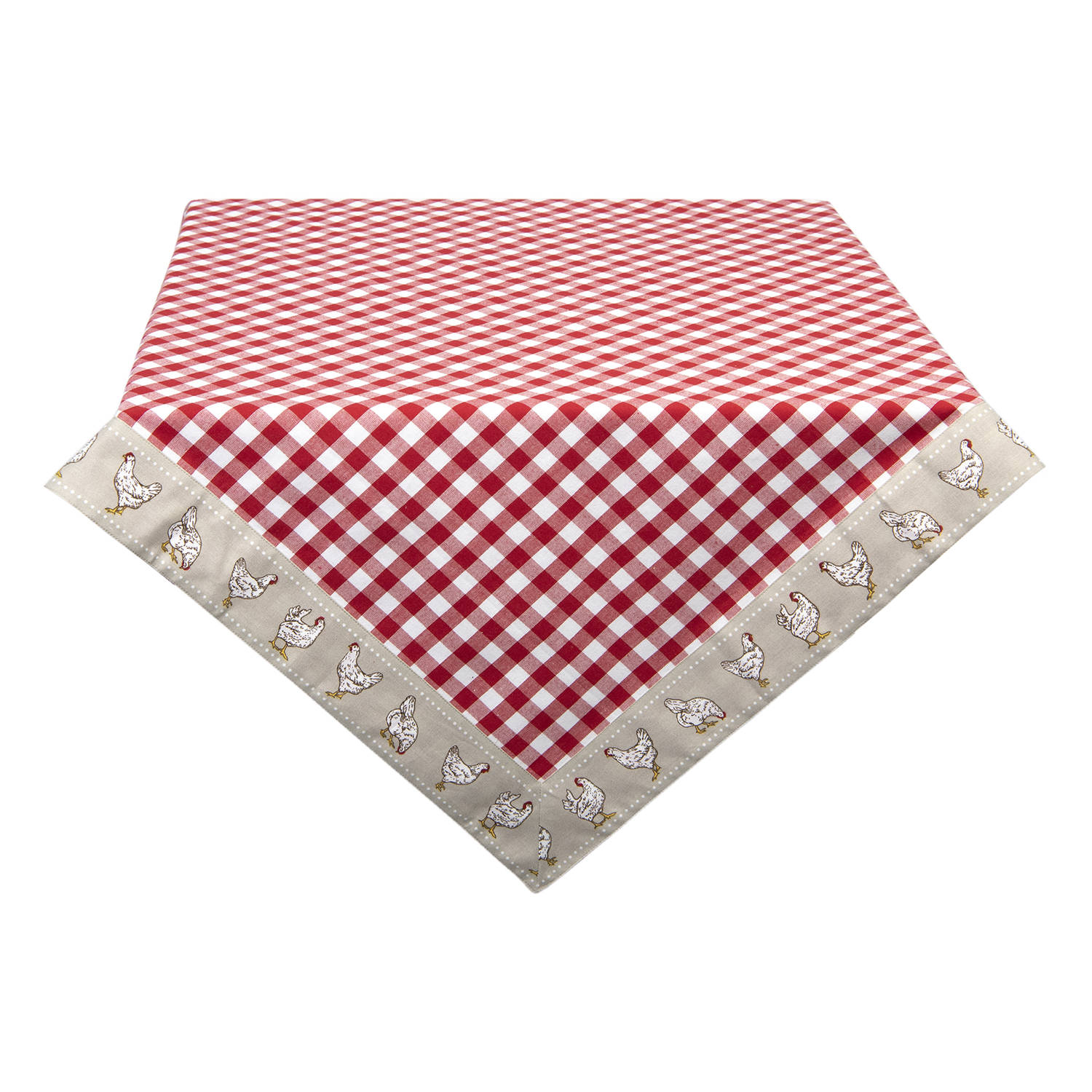 Clayre & Eef Tafelkleed 100*100 Cm 100% Katoen Kip Lch01r - Rood