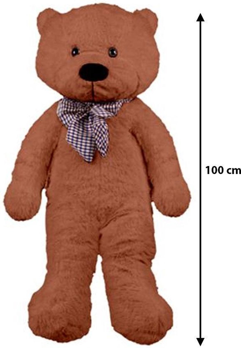 Lizzely Garden & Living Grote Knuffelbeer 100cm Donker Teddybeer Knuffel - Bruin