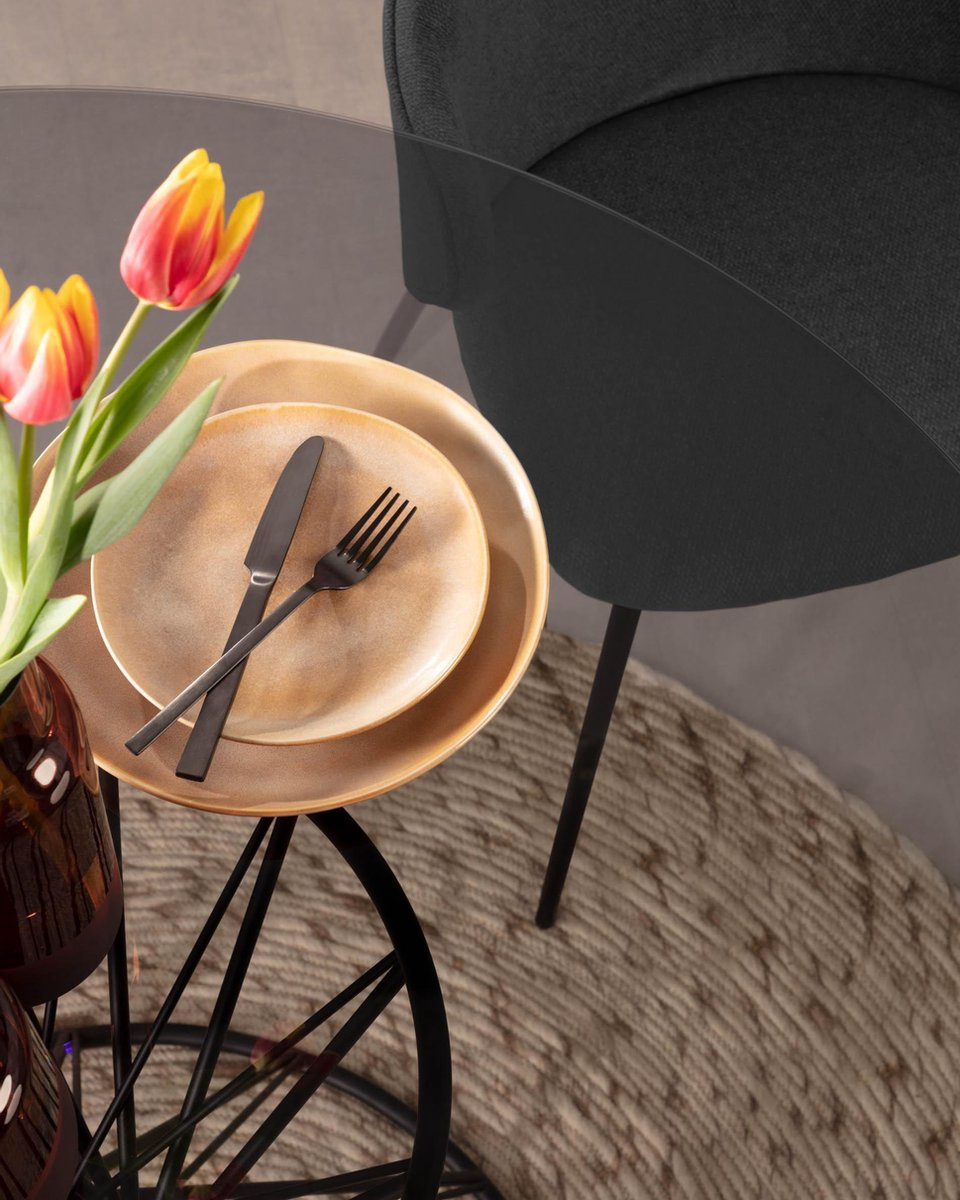 Kave Home Niut Eettafel Ø 120 cm - Transparant - Zwart