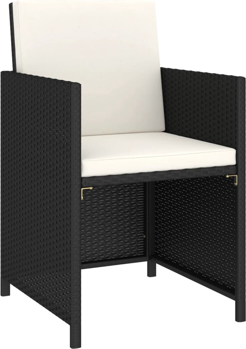 Vidaxl 6-delige Tuinset Met Kussens Poly Rattan - Zwart