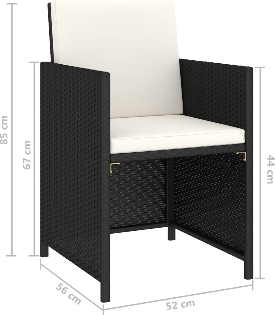 Vidaxl 6-delige Tuinset Met Kussens Poly Rattan - Zwart