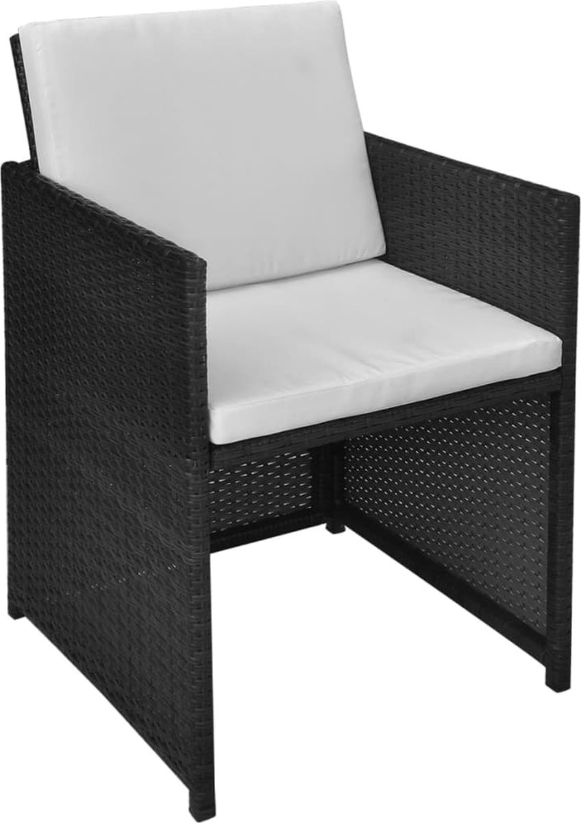 Vidaxl 6-delige Tuinset Met Kussens Poly Rattan - Zwart