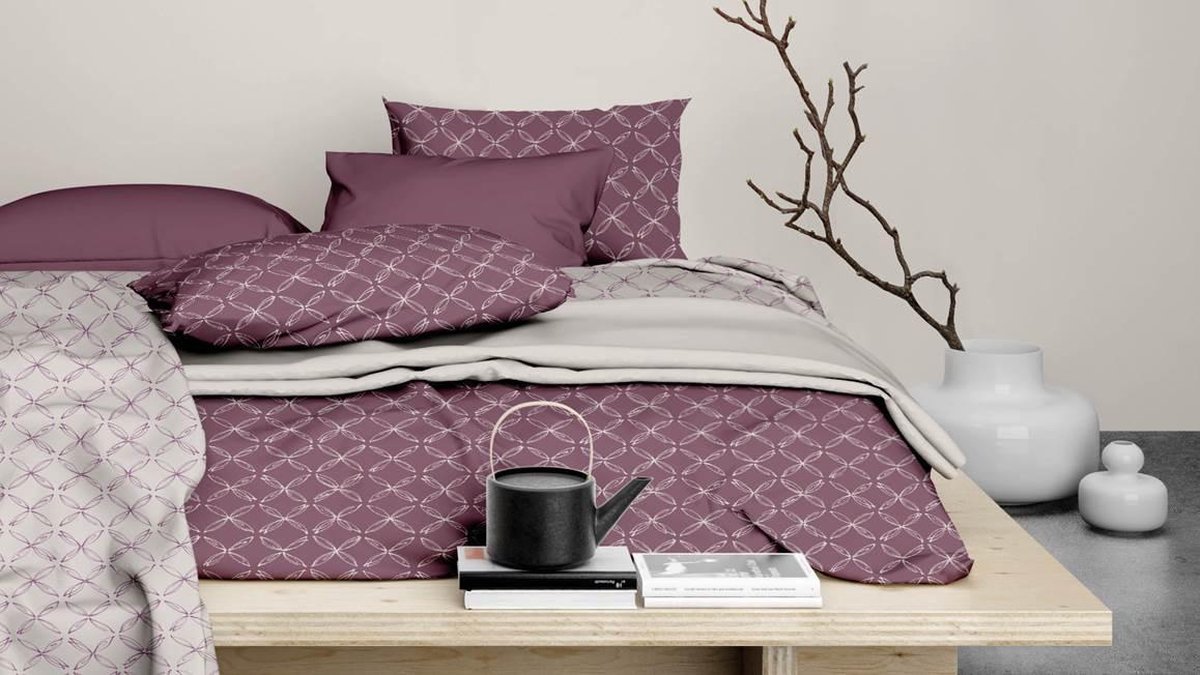 Satin D'or Curling Dekbedovertrek - Lits-jumeaux (240x200/220 Cm + 2 Slopen) - Katoen Satijn - Oud-rose - Roze