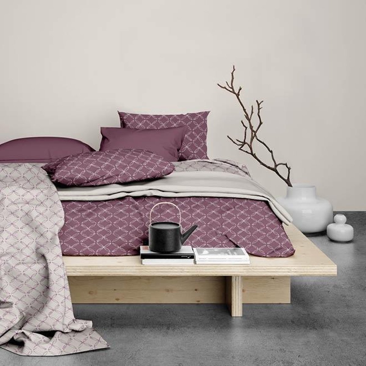 Satin D'or Curling Dekbedovertrek - Lits-jumeaux (240x200/220 Cm + 2 Slopen) - Katoen Satijn - Oud-rose - Roze
