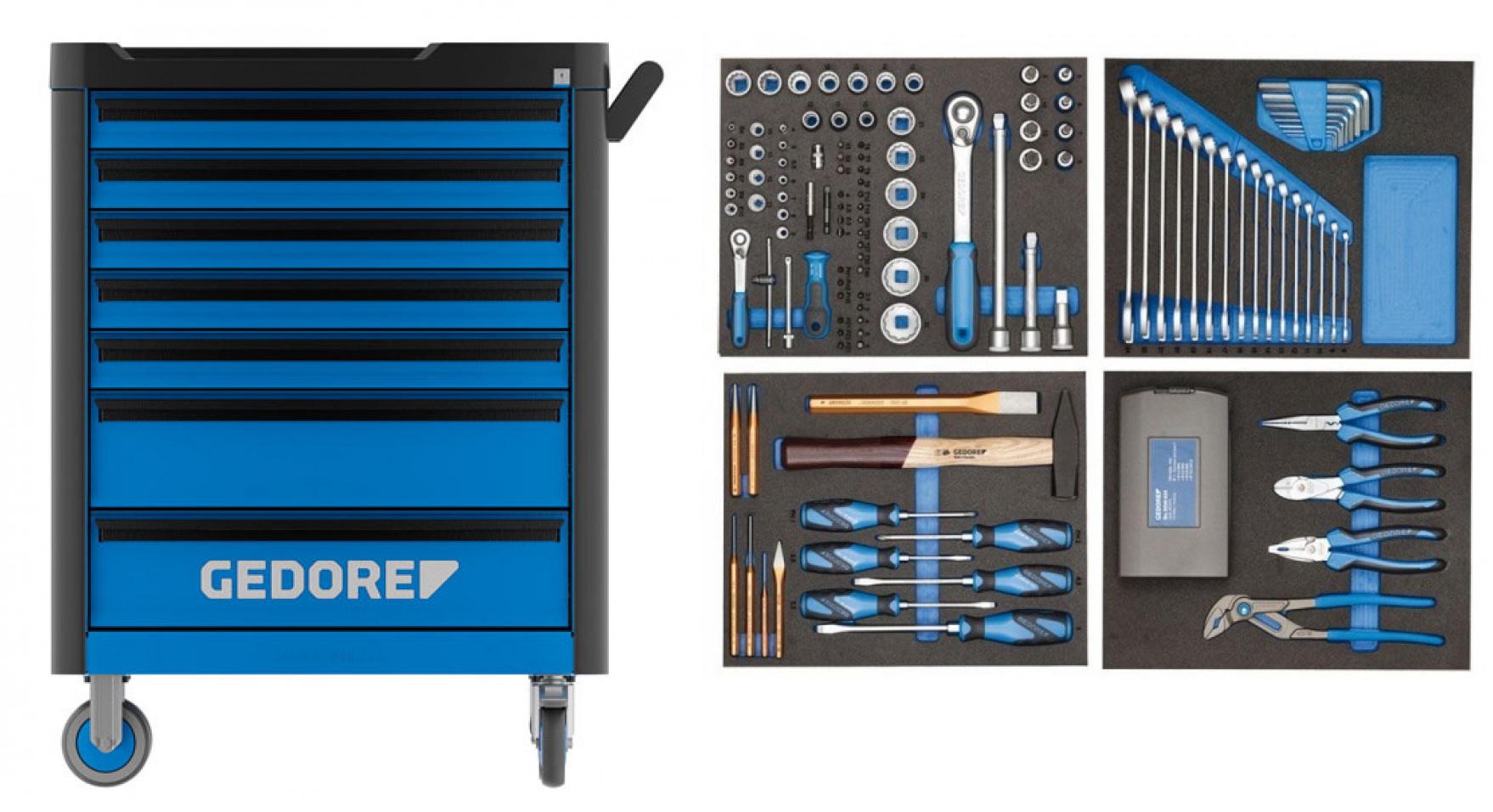 Gedore WHL-L7-TS-147 Gereedschapswagen incl. 147-delige gereedschapset