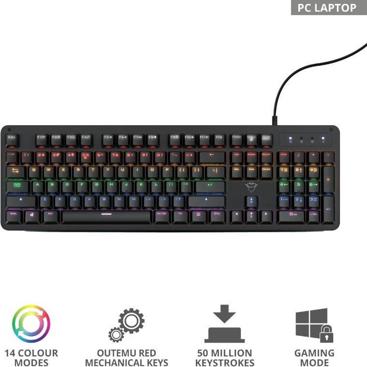 Trust GXT 863 Mazz Mechanisch Gaming Toetsenbord Qwerty - Zwart