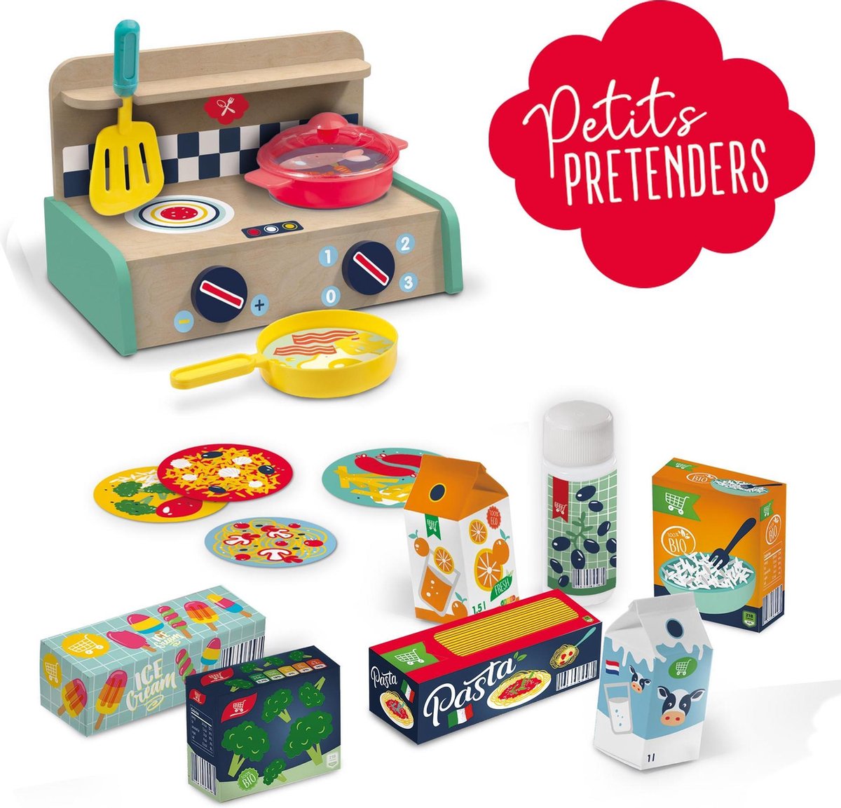 Ses speelset Petits Pretenders keuken junior hout 15 delig