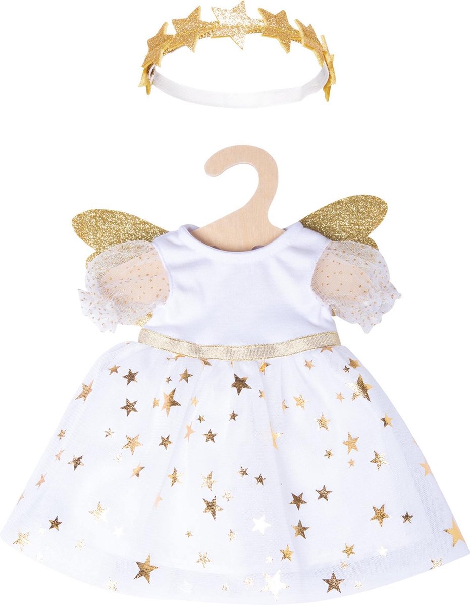 Heless babypoppenkleding engelenjurk 28 35 wit/goud 2 delig