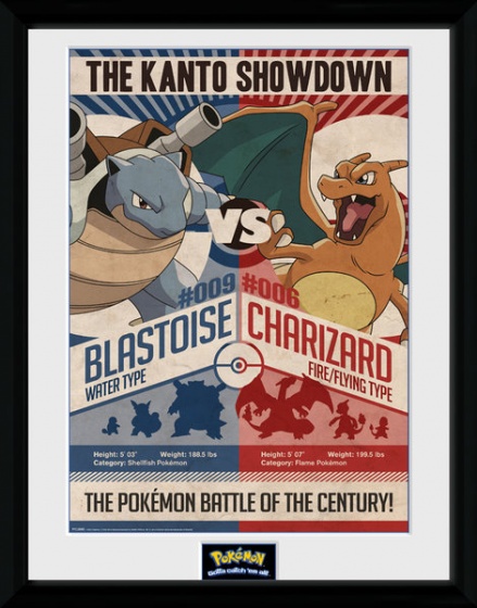 GB Eye poster in lijst Pokémon Red vs Blue 30 x 40 cm - Zwart