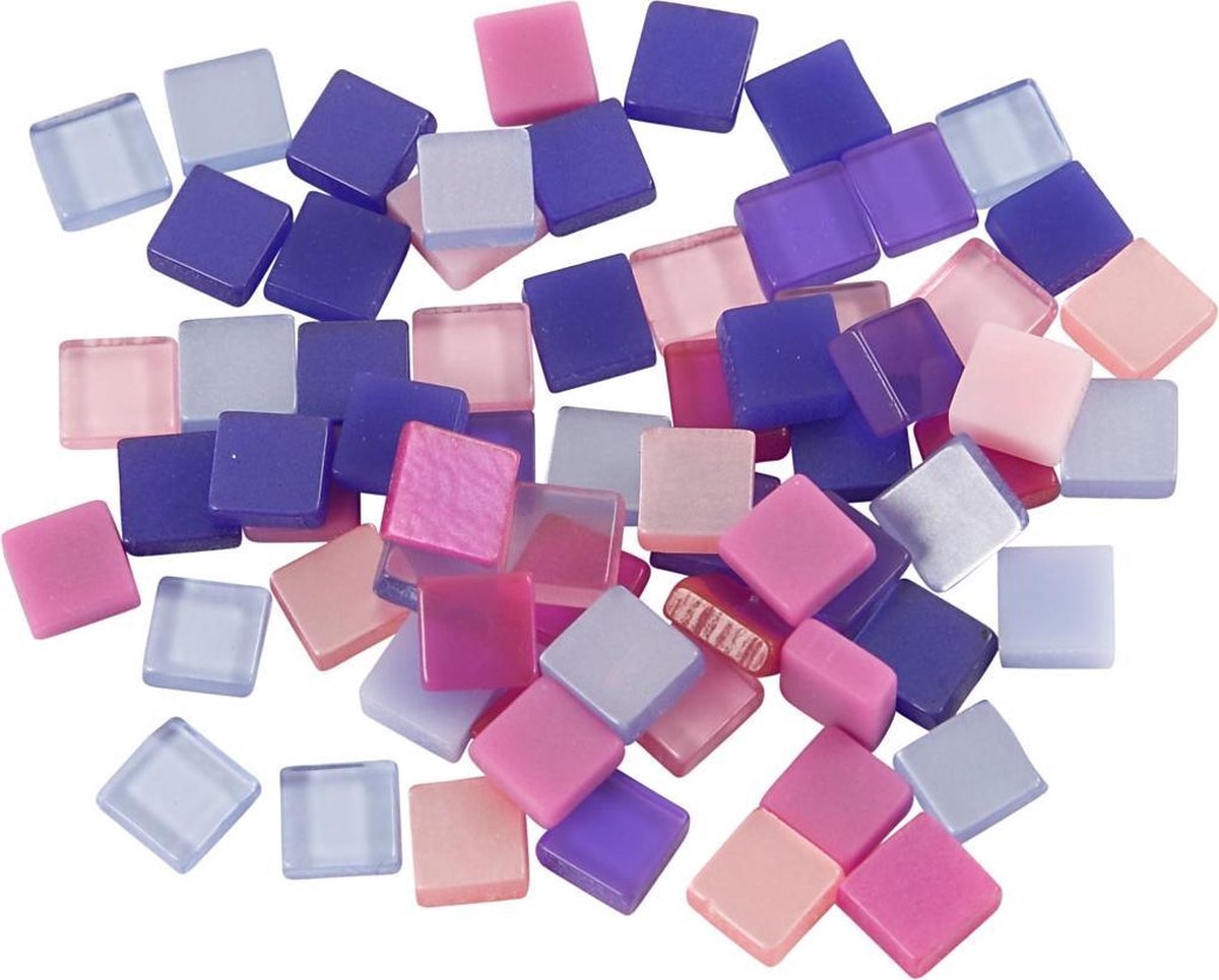 Creotime kunststof mini mozaiek vierkant paars/roze 5x5mm