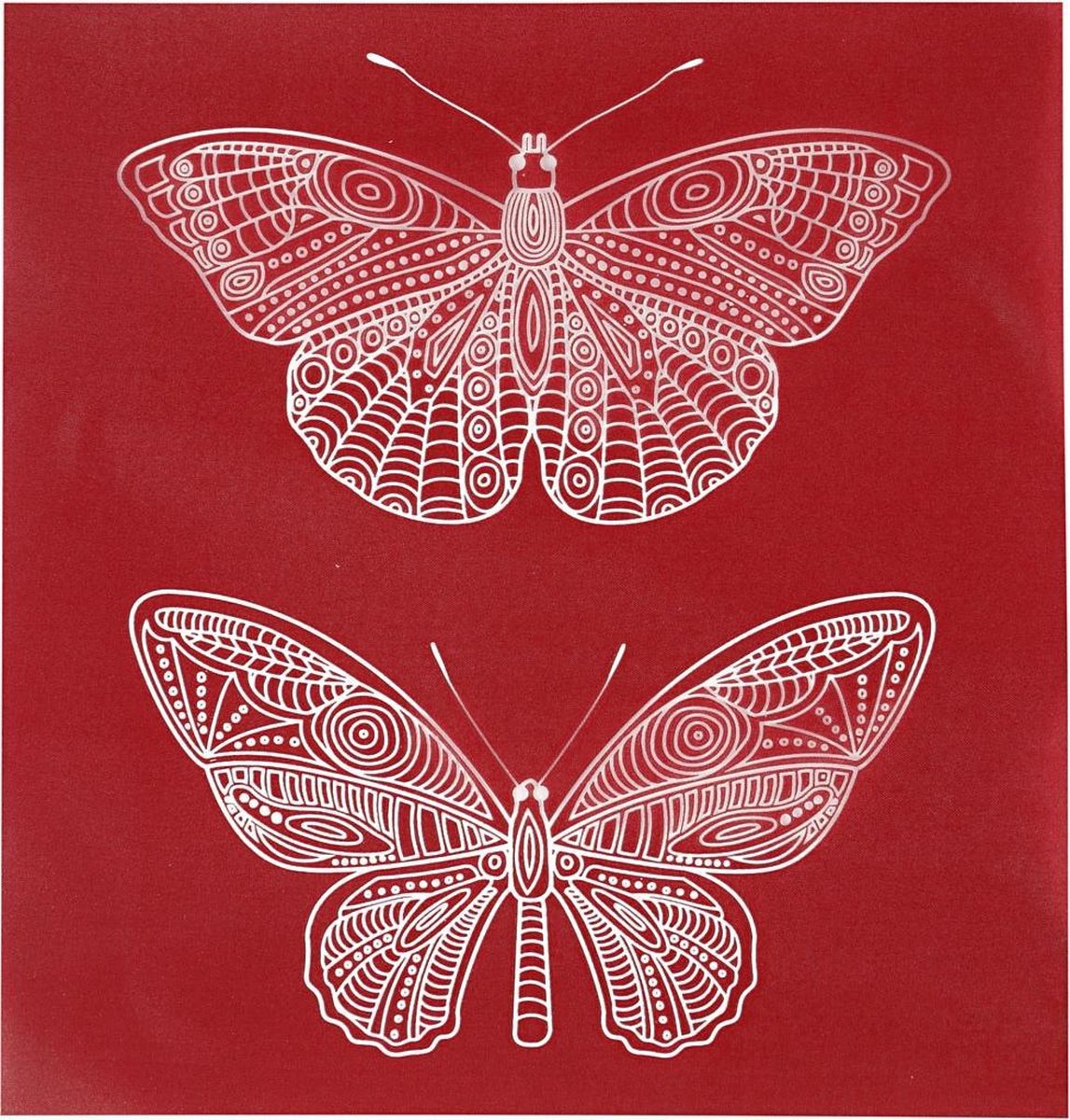 Creotime screen stencil vlinders 20 x 22 cm - Wit