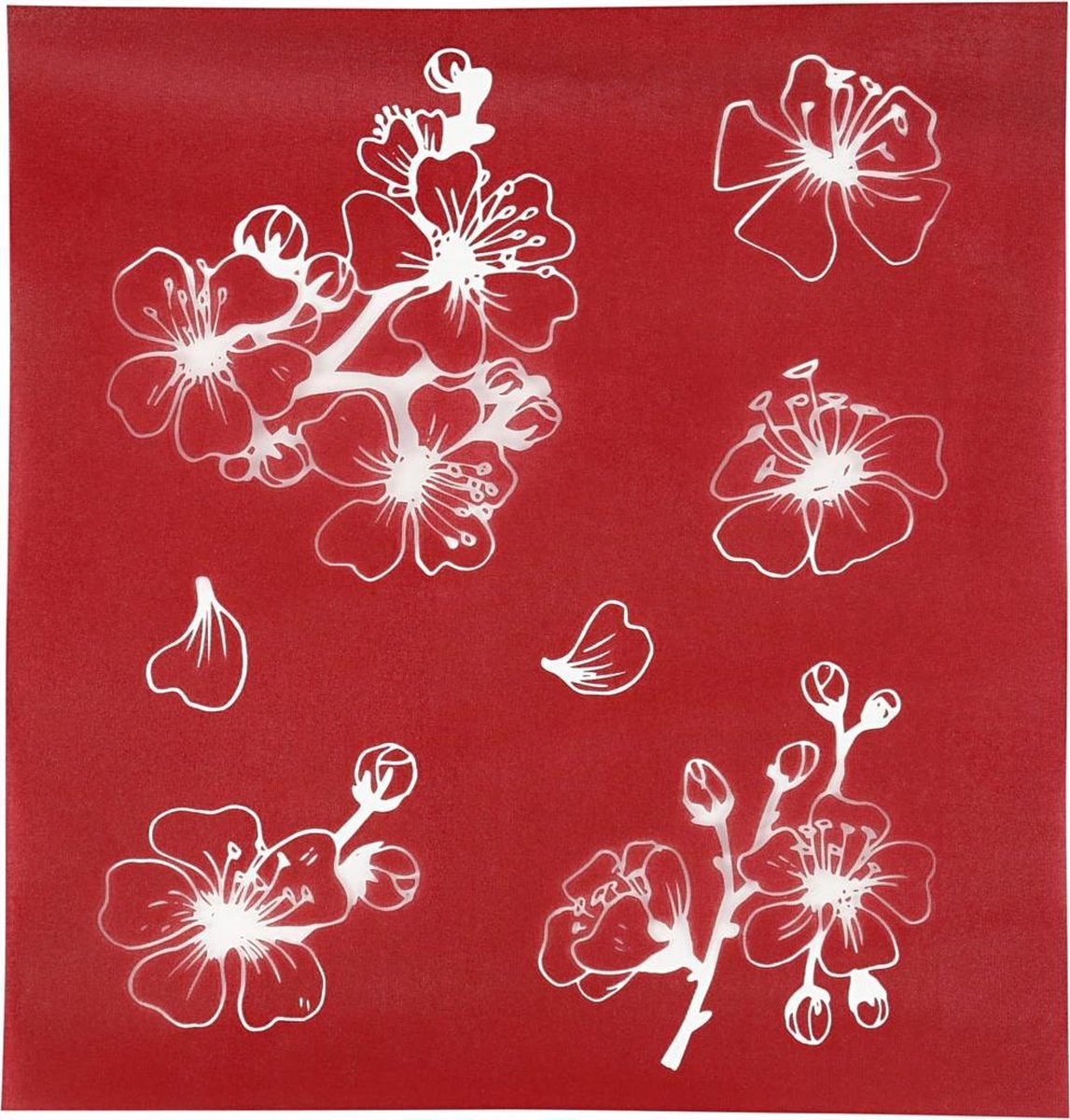 Creotime screen stencil bloemen 20 x 22 cm - Wit